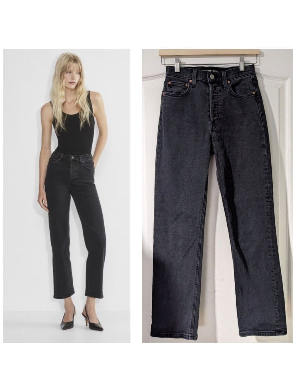 Aritzia Denim Forum | Arlo High-waisted straight jeans in black eyeliner